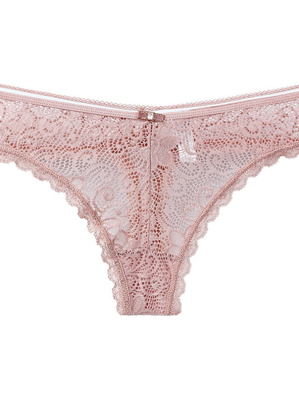 Women's Sexy Panties Basic Panties G-strings & Thongs Panties Brief Underwear 1 PC Underwear Fashion Sexy Comfort Lace Basic Lace Pure Color Nylon Low Waist Sexy Black Pink Wine