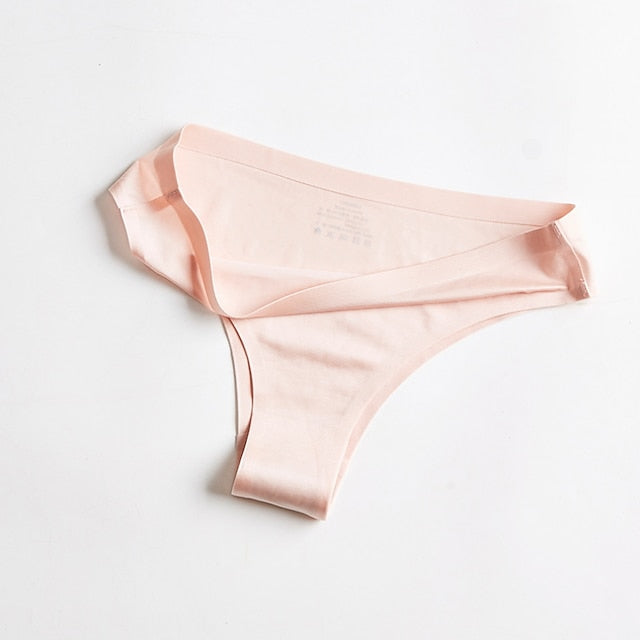 Women's Invisible Seamless Underwear Ice Silk Yoga Half Back Coverage Panties Pure Color Basic Panties
