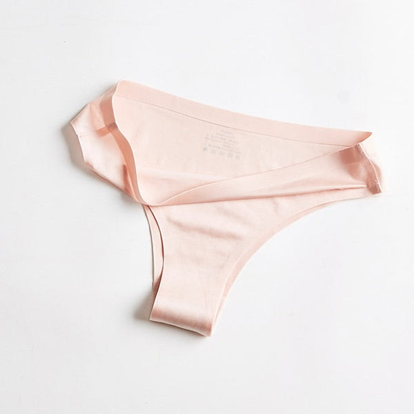 Women's Invisible Seamless Underwear Ice Silk Yoga Half Back Coverage Panties Pure Color Basic Panties