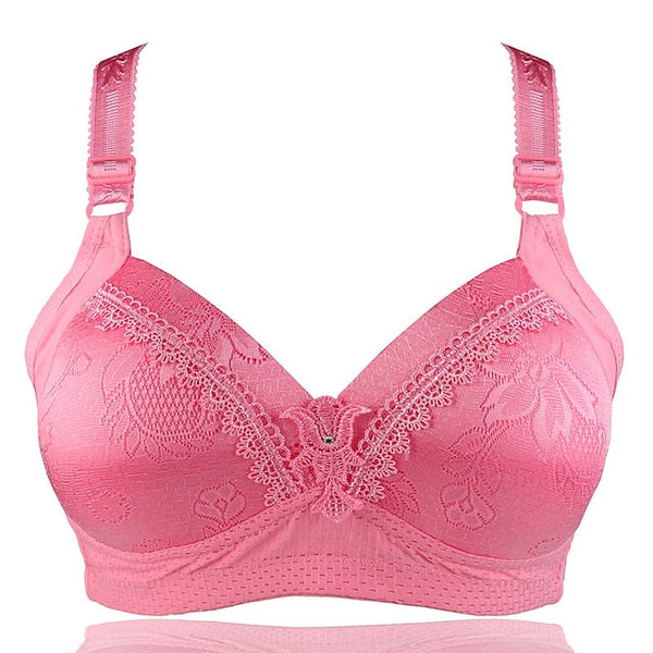 Women's Wireless Bras Full Coverage Pure Color Hook & Eye Cotton 1PC Plus Size