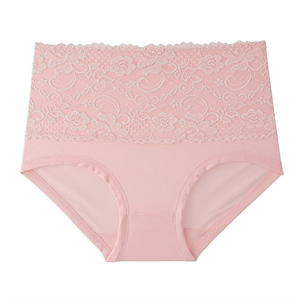 Women's Brief Underwear 3Pcs Underwear Fashion Simple Sexy Lace Hole Flower Polyester High Waist Sexy Black Purple Pink