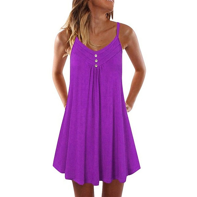 Women's Cotton Blend Sleeveless Nightgown - Soft, Comfortable Pajamas for Spring/Summer
