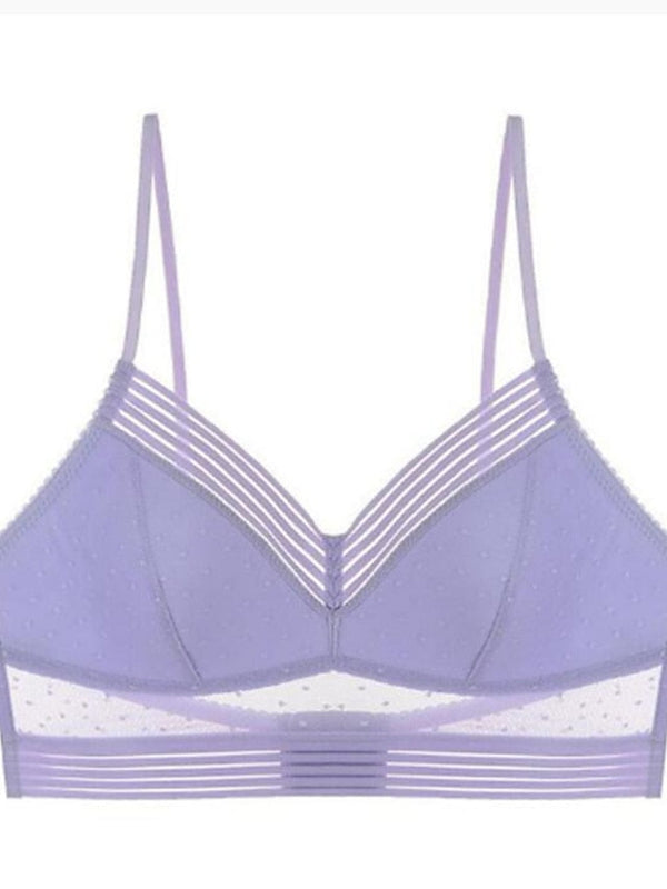 Women's Wireless Bras Lace Bras 34 Cup V Neck Breathable Lace Pure Color Hook & Eye Casual Daily Nylon 1PC Bras & Bralettes