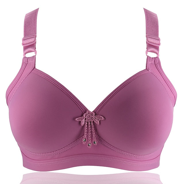 Women's Push Up Bras Wireless Bras Full Coverage Pure Color Hook & Eye Cotton 1PC Plus Size