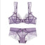 Women's Underwire Bras Padless 3,4 Cup Lace Pure Color Hook & Eye Polyester Sexy 1 set Black Purple , Plus Size , Bra & Panty Set , Plus Size