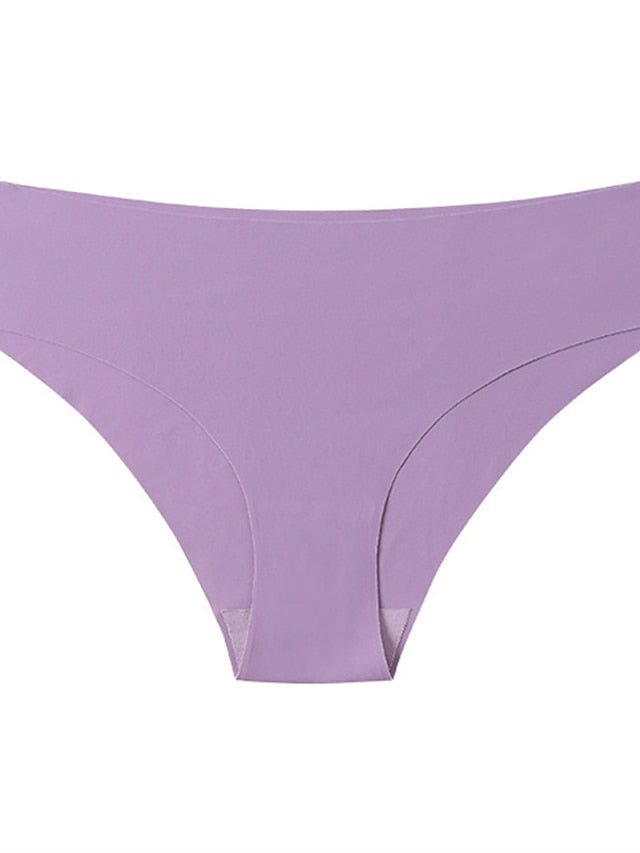 Women's Sexy Panties Brief Underwear 3 PCs Underwear Simple Sexy Comfort Hole Pure Color Nylon Low Waist Black Purple Pink