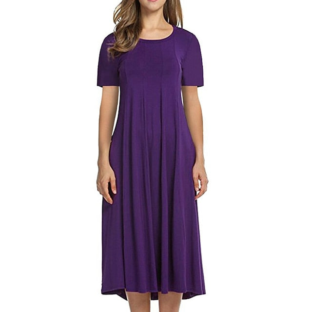 Women's Pajamas Nightgown Nighty Pjs Pure Color Comfort Home Daily Cotton Crew Neck Short Sleeve Spring Summer Green Purple