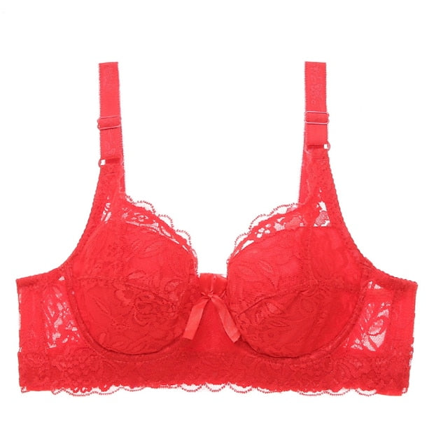 Women's Push Up Bras 34 Cup Lace Pure Color Hook & Eye Daily Wear POLY 1PC Plus Size