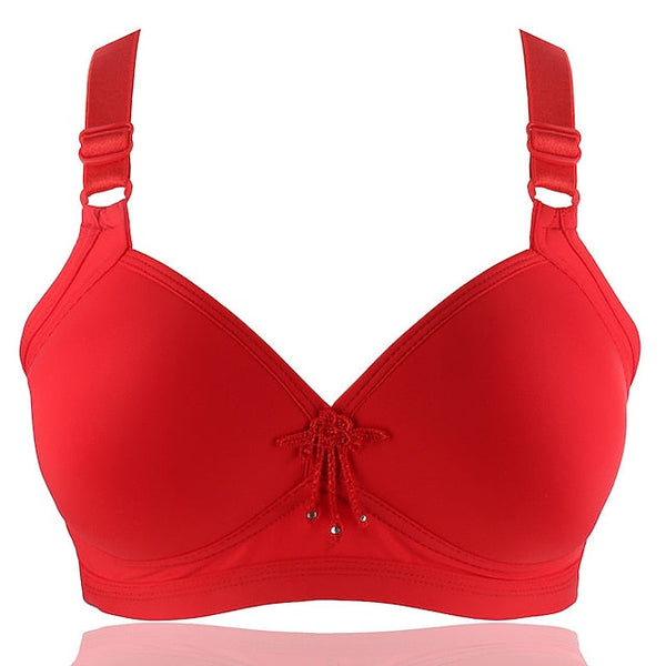 Women's Push Up Bras Wireless Bras Full Coverage Pure Color Hook & Eye Cotton 1PC Plus Size