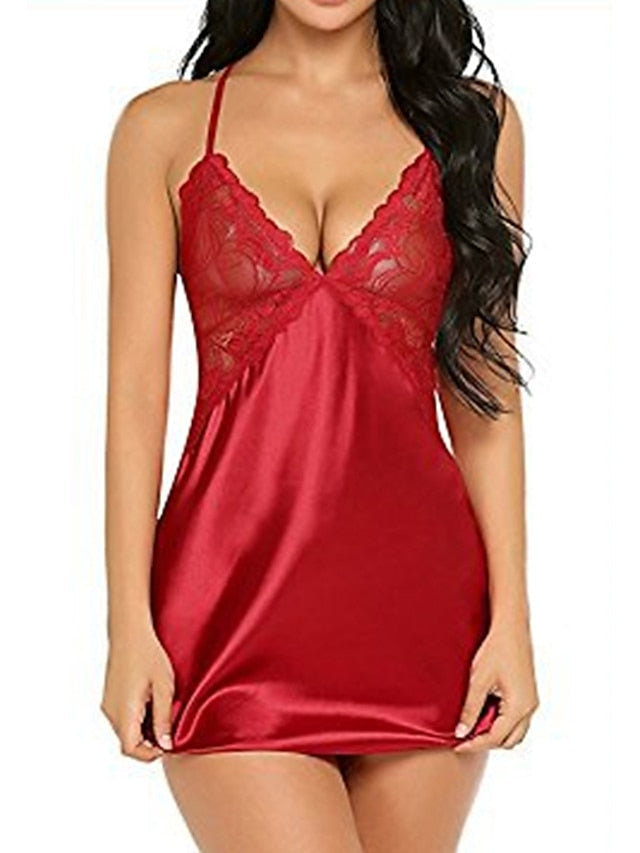 Women's Sexy Lace Backless Mini Dress - Summer Solid Color Lounge Wear