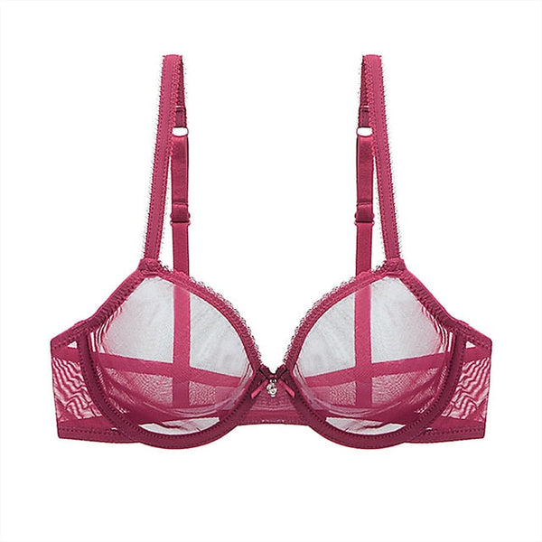 Women's Bras & Bralettes Lace Bras Underwire Bra 34 Cup Solid Color Micro-elastic Breathable Casual Daily Flesh-colored