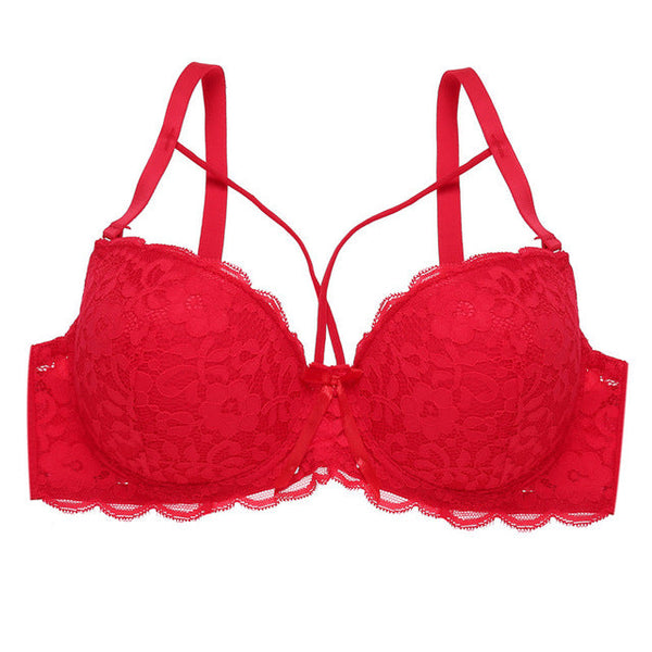 Bow Lace Bralette Brassiere Underwire Lingerie Racerback Floral Bras - Sheseelady