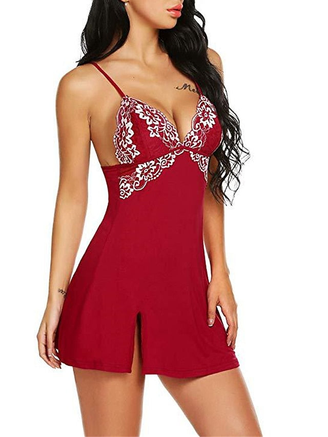 Sexy Lace Backless Mini Dress - Cozy Solid Color Lounge Wear