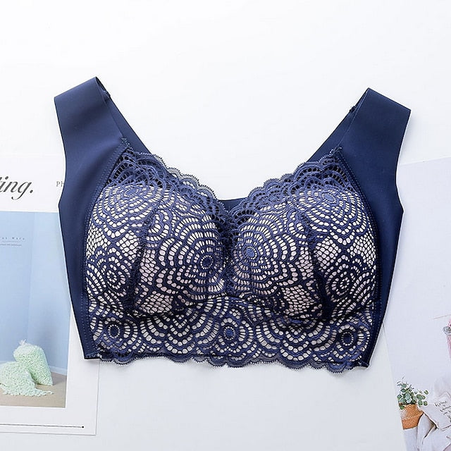 Women's Wireless Bras Full Coverage Pure Color Pull-On Closure Spandex Sexy 1PC Bras & Bralettes Plus Size