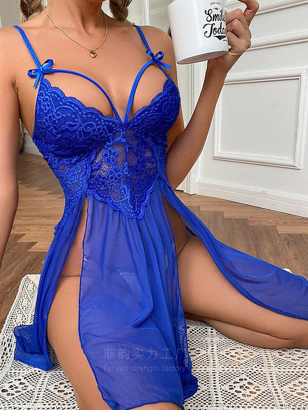 Women's Sexy Lace Sheath Mini Dress - Solid Color Party Wear
