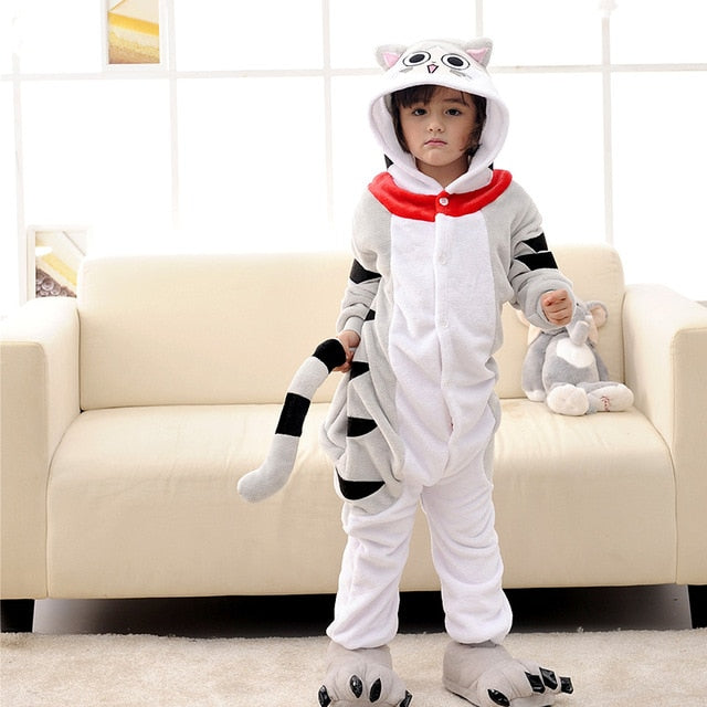Children'S Pajamas Cartoon New Jumpsuit Flannel Dinosaur Animal Play Suit Long-Sleeved Hoodie Warm Cute Funny One-Piece Pajamas - Sheseelady