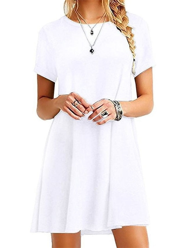 Women's Pajamas Nightgown Nighty Pjs Pure Color Basic Simple Comfort Home Street Polyester Crew Neck Short Sleeve Spring Summer Black White Secondary image