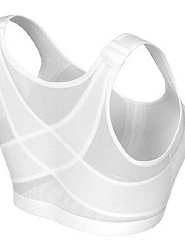 Women's Wireless Bras Sports Bras Fixed Straps 34 Cup Scoop Neck Breathable Running Sport Pure Color Front Closure Sport Nylon 1PC Bras & Bralettes