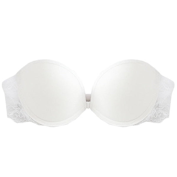 Women's Bras & Bralettes Tube Bra Strapless Demi Cup Solid Color V Neck Stretchy Breathable Invisible Casual Daily Nylon