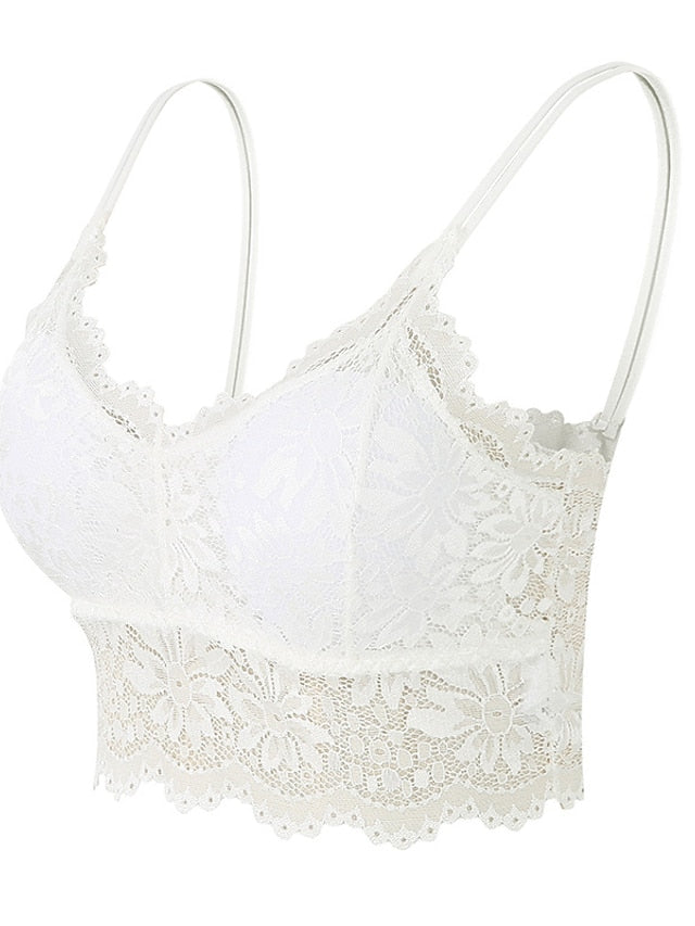Women's Lace Bras Sheer Bras 34 Cup V Neck Push Up Lace Pure Color Pull-On Closure Date Valentine's Day Casual Daily Nylon Sexy 1PC Bras & Bralettes