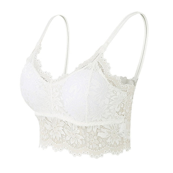Women's Lace Bras Fixed Straps Sheer Bras Full Coverage V Neck Breathable Push Up Lace Pure Color Pull-On Closure Date