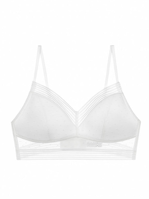 Women's Wireless Bras Lace Bras 34 Cup V Neck Breathable Lace Pure Color Hook & Eye Casual Daily Nylon 1PC Bras & Bralettes