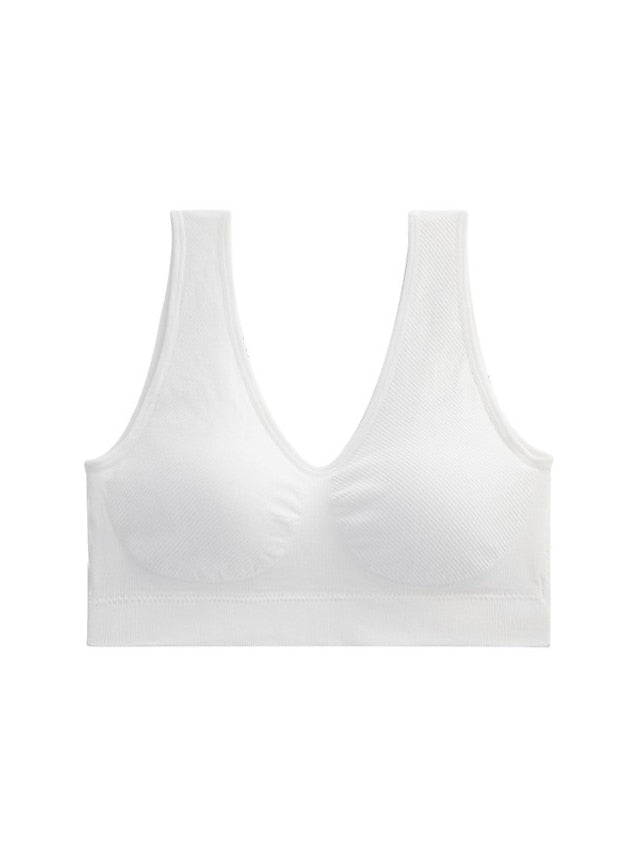 Women's Wireless Bras Sports Bras Fixed Straps Full Coverage Scoop Neck Breathable Sport Pure Color Pull-On Closure Casual Daily Nylon 1PC Green White , Bras & Bralettes , 1 PC