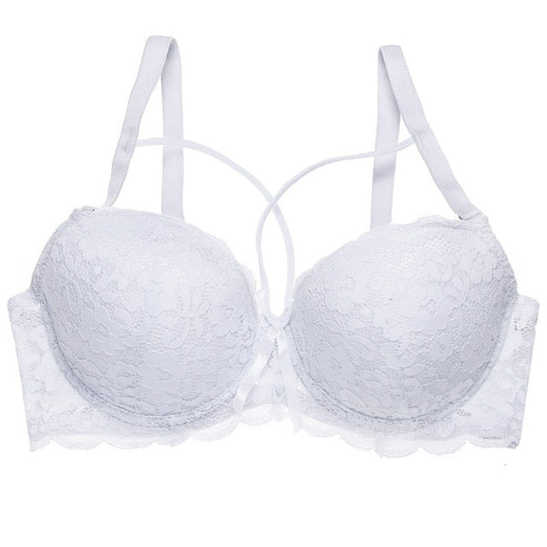 Bow Lace Bralette Brassiere Underwire Lingerie Racerback Floral Bras - Sheseelady