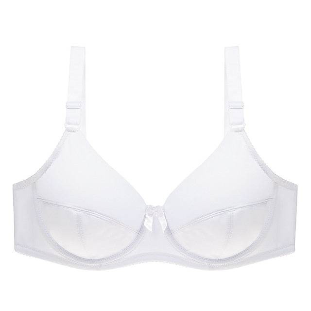 Women's Underwire Bras Full Coverage Pure Color Hook & Eye Nylon 1PC Plus Size