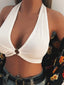 Women's Wireless Bras Fixed Straps Full Coverage Halter Neck Breathable Leopard Pure Color Hook & Eye Date Casual Daily