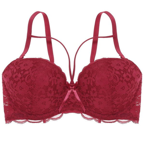 Bow Lace Bralette Brassiere Underwire Lingerie Racerback Floral Bras - Sheseelady