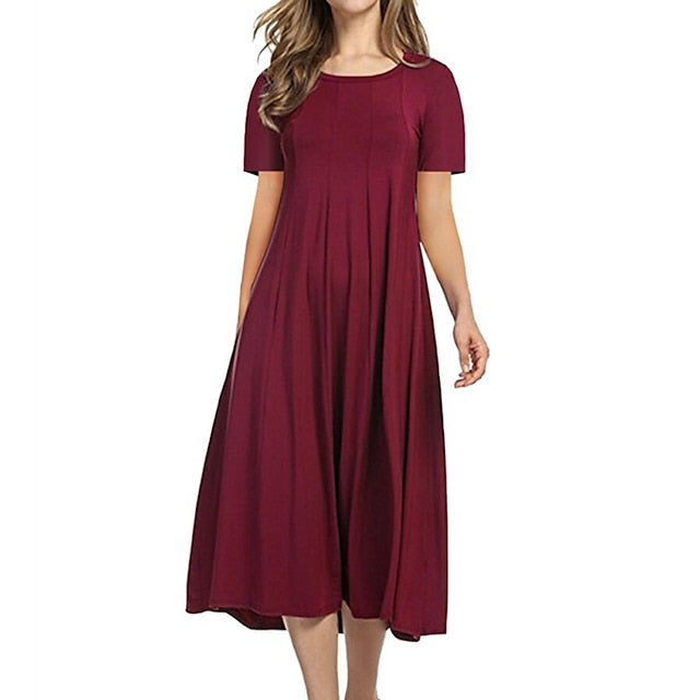 Women's Pajamas Nightgown Nighty Pjs Pure Color Comfort Home Daily Cotton Crew Neck Short Sleeve Spring Summer Green Purple