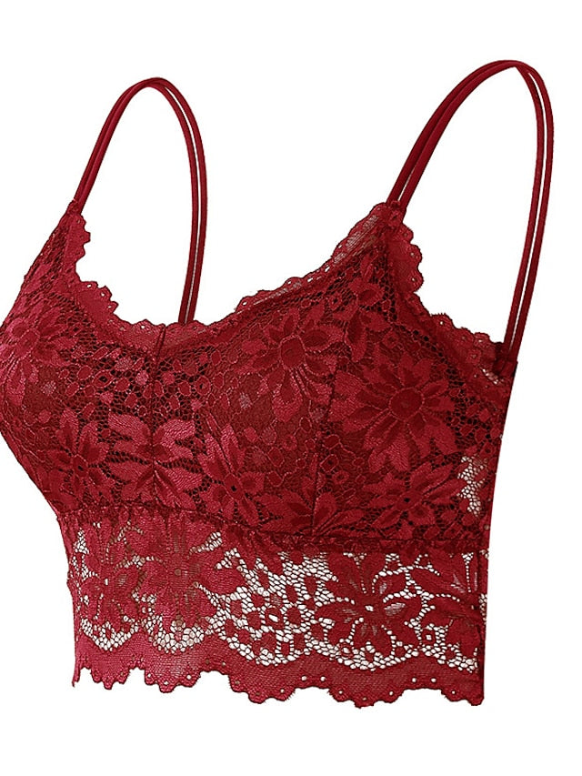 Women's Lace Bras Sheer Bras 34 Cup V Neck Push Up Lace Pure Color Pull-On Closure Date Valentine's Day Casual Daily Nylon Sexy 1PC Bras & Bralettes