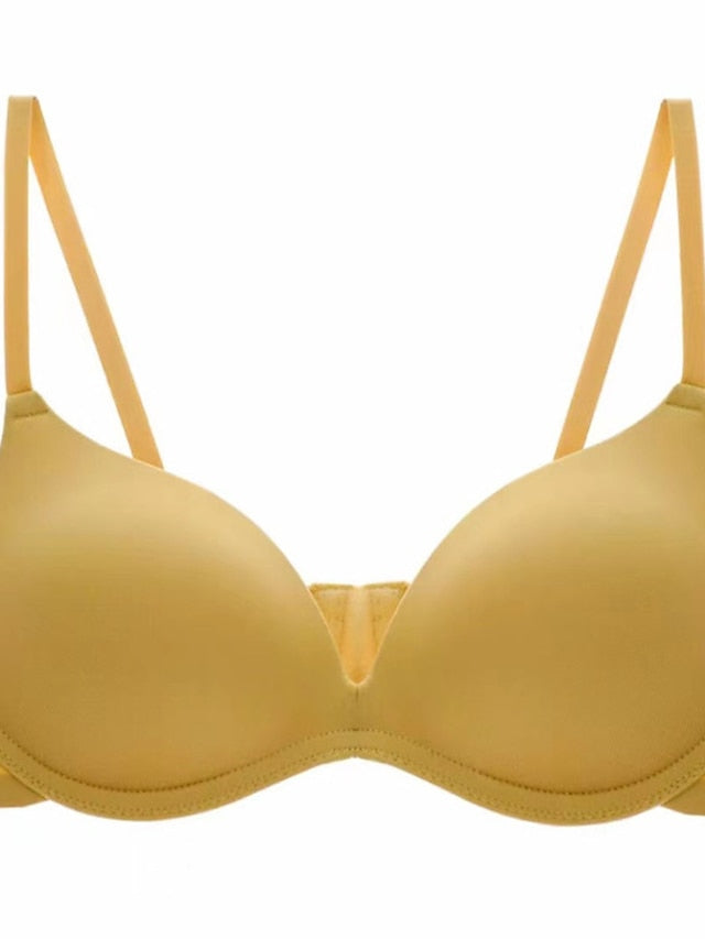 Women's Wireless Bras Double Strap Adjustable Full Coverage V Neck Breathable Pure Color Hook & Eye Date Casual Daily Nylon 1PC Green Black , Bras & Bralettes