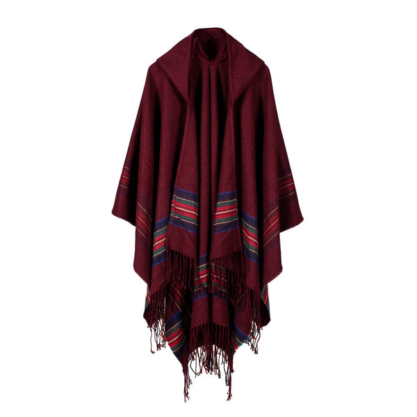 Women's Hooded Knitted Poncho Cape Cardigan Sweater Shawl Scarf Cashmere Pashmina