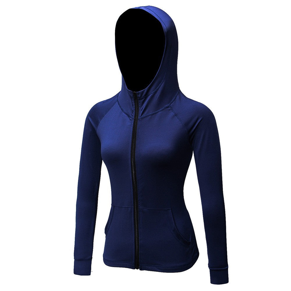 Women Full-zip Hooded Jackets Sport Hoodie Raglan Long Sleeves Pockets Workout Running Exercise Gym Track Sweatshirt Casual Tops Activewear