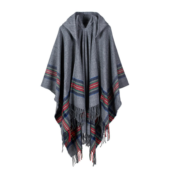 Women's Hooded Knitted Poncho Cape Cardigan Sweater Shawl Scarf Cashmere Pashmina