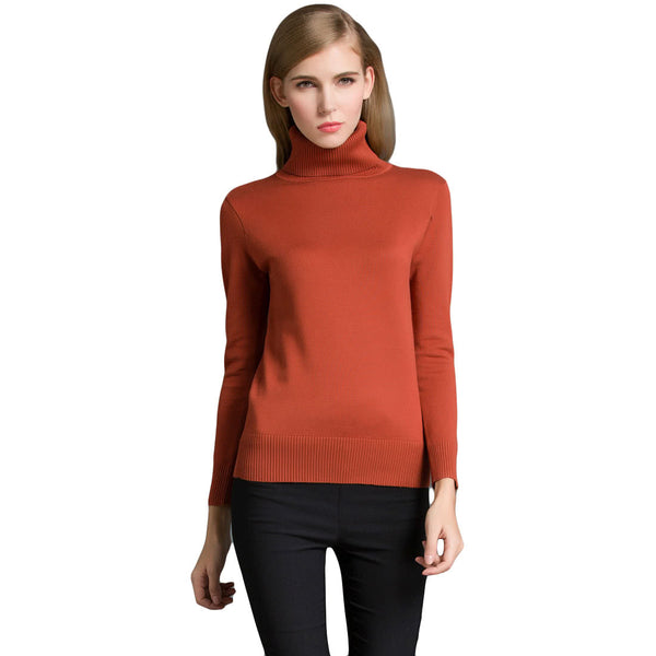 Women's Winter Turtle Neck Ribbed Knit Sweater Pullover