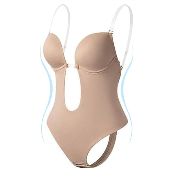 Women's Invishaper-Plunge Backless Bra Shaper Bra Bodysuits Seamless Thong Women's Deep V-Neck Clear Strap for Parties Dresses