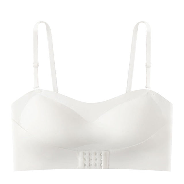 Women's Wireless Bras Padded Bras Adjustable Strapless Bras 3,4 Cup V Neck Breathable Push Up Invisible Pure Color Front Closure Date Valentine's Day Casual Daily Nylon 1PC White Black , 1 PC