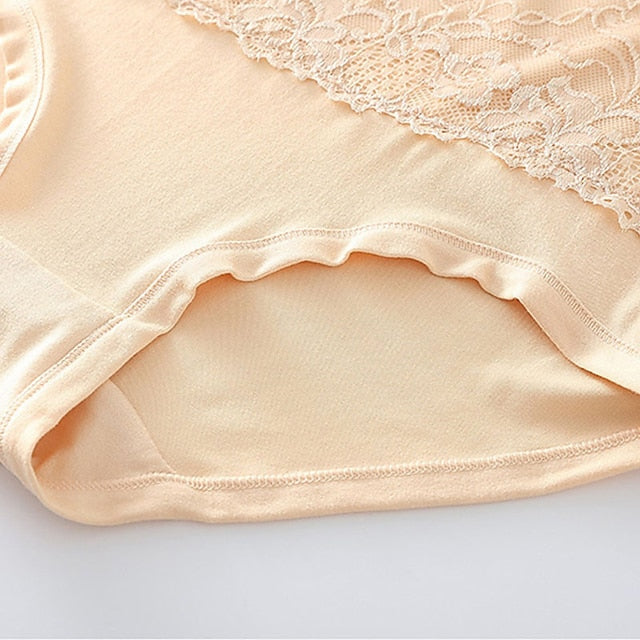 Women's Brief Underwear 3Pcs Underwear Fashion Simple Sexy Lace Hole Flower Polyester High Waist Sexy Black Purple Pink
