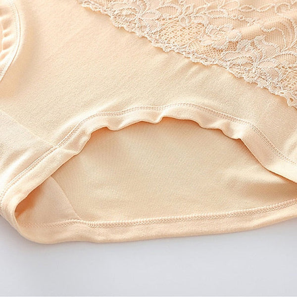 Women's Brief Underwear 3Pcs Underwear Fashion Simple Sexy Lace Hole Flower Polyester High Waist Sexy Black Purple Pink