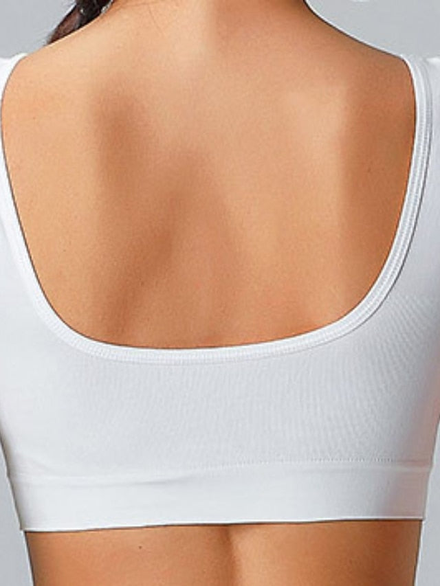 Women's Wireless Bras Fixed Straps 34 Cup Deep U Breathable Pure Color Pull-On Closure Casual Daily Nylon 1PC Bras & Bralettes