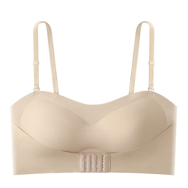 Women's Wireless Bras Padded Bras Adjustable Strapless Bras 3,4 Cup V Neck Breathable Push Up Invisible Pure Color Front Closure Date Valentine's Day Casual Daily Nylon 1PC White Black , 1 PC