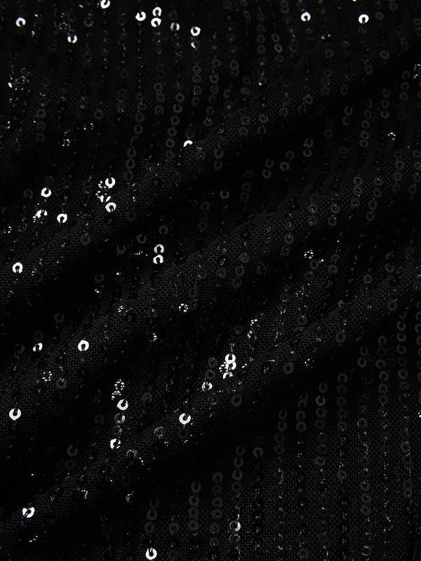 Women‘s Formal Party Dress Sequin Dress Holiday Dress Mini Dress Black Gold Long Sleeve Pure Color Sequins Winter Fall Spring