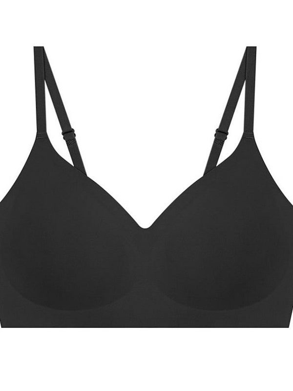 Women's Wireless Bras Padded Bras Sports Bras Fixed Straps 34 Cup V Neck Breathable Running Push Up Pure Color Pull-On Closure