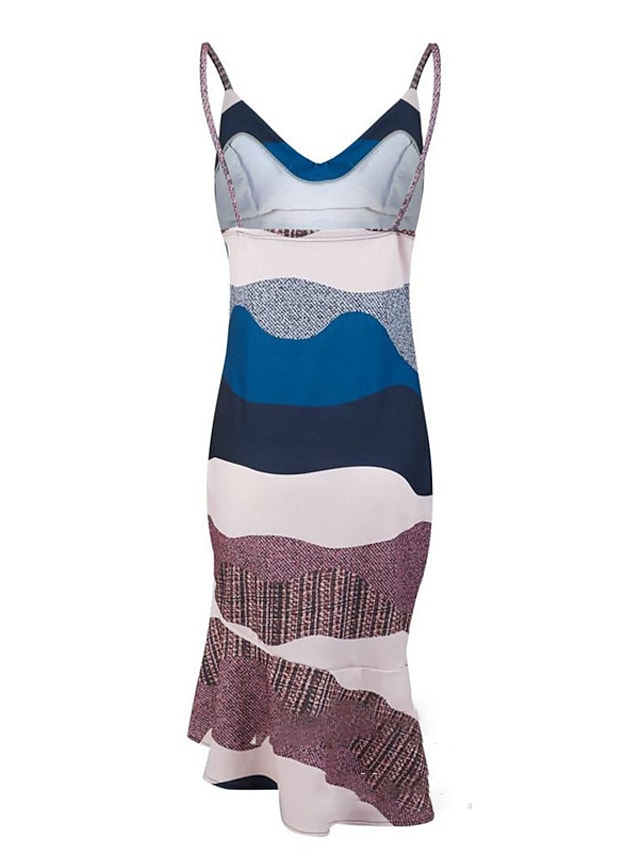 Women's Floral Ruffle V Neck Stylish Sleeveless Slim Split Dress Secondary image