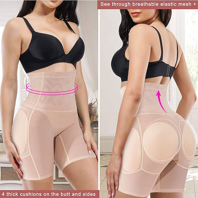 Women Shapewear Control Panties Body Shaper Butt Lifter Padded Hip Enhancer Seamless Underwear Hi- Waist Short