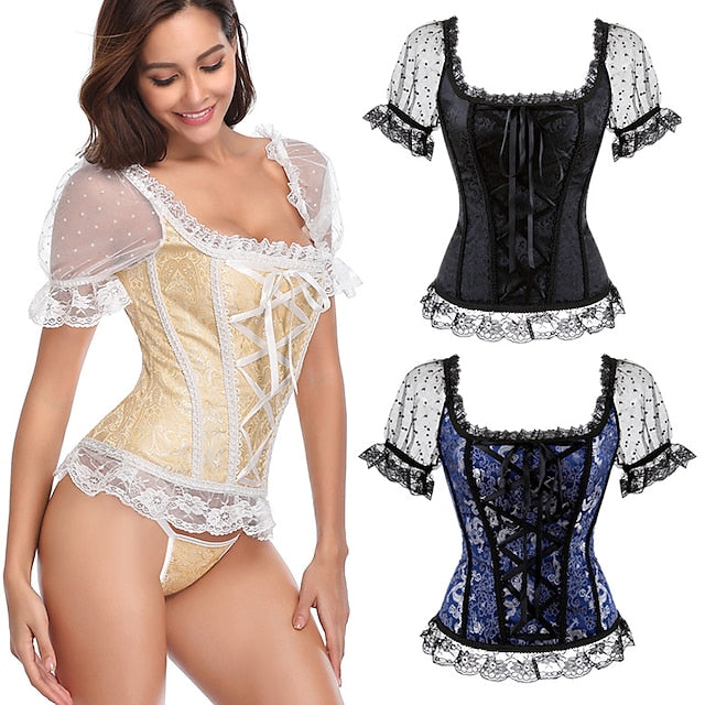 Classical Shapewear Short-sleeved Palace Dress Plastic Top Corset Retro Court Costume Body Waist Plus Size Corsets Slimming Belt Trainer Shapers S-6XL Main image