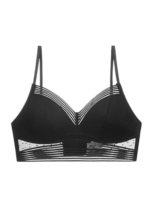 Women's Wireless Bras Lace Bras 34 Cup V Neck Breathable Lace Pure Color Hook & Eye Casual Daily Nylon 1PC Bras & Bralettes